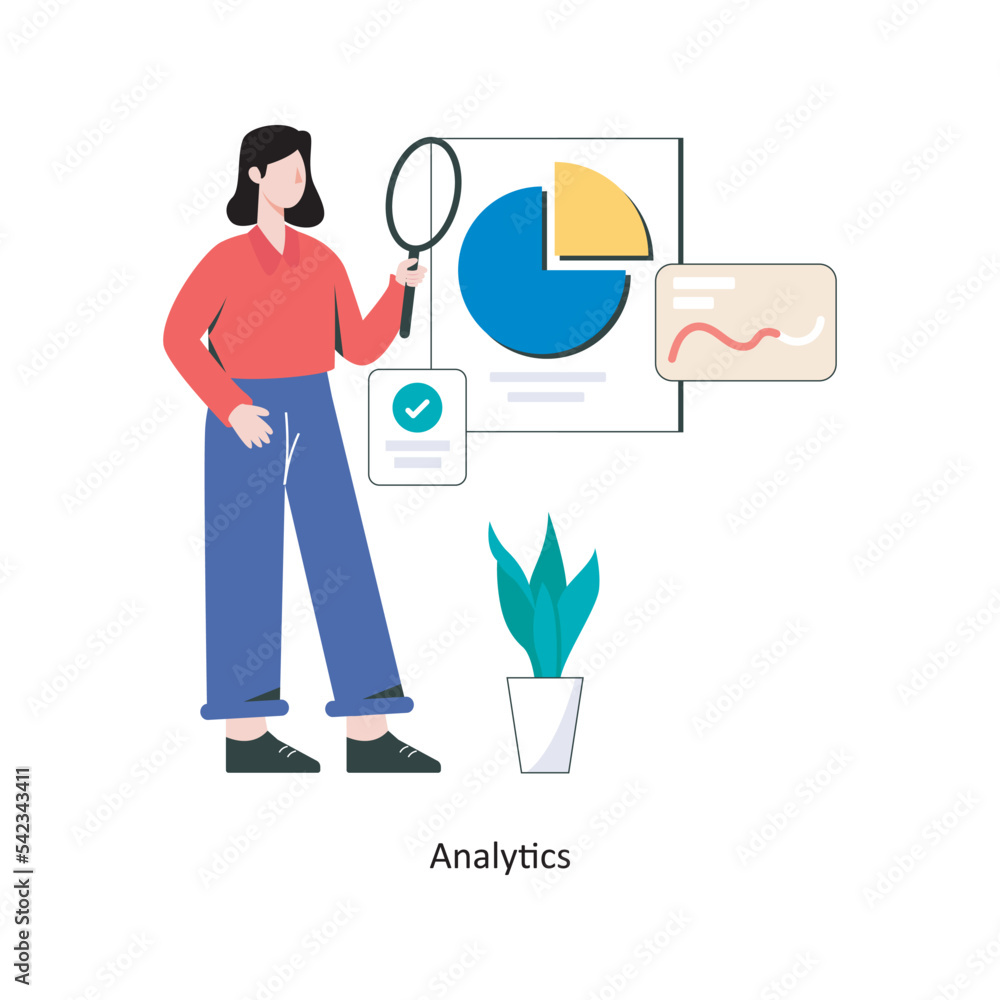 Analytics flat style design vector illustration. stock illustration Analytics flat style design vector illustration. stock illustration