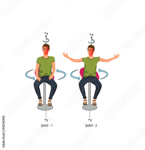 Push and Pull force vector illustration. Force, motion and friction concept. Easy science for kids. Educational illustrated scene.