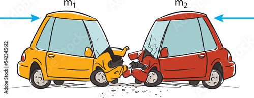 Push and Pull force vector illustration. Force, motion and friction concept. Easy science for kids. Educational illustrated scene.