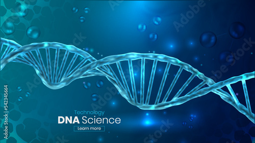 Blue DNA Molecules Science Biotechnology structure - vector 3D illustration