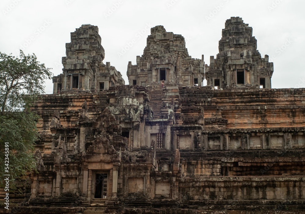 Ruins of historical Angkor Wat temple in the woods, Cambodia