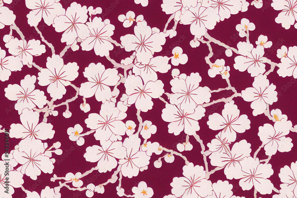 Repeating seamless pattern Design of cherry blossoms for a wall paper or fabric for kimonos japan. Repeating seamless pattern Design of cherry blossoms for a wall paper or fabric for kimonos japan.