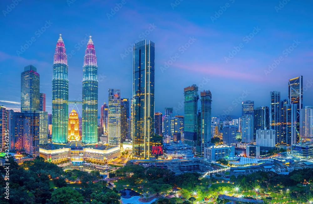 Downtown Kuala Lumpur city skyline, cityscape of Malaysia