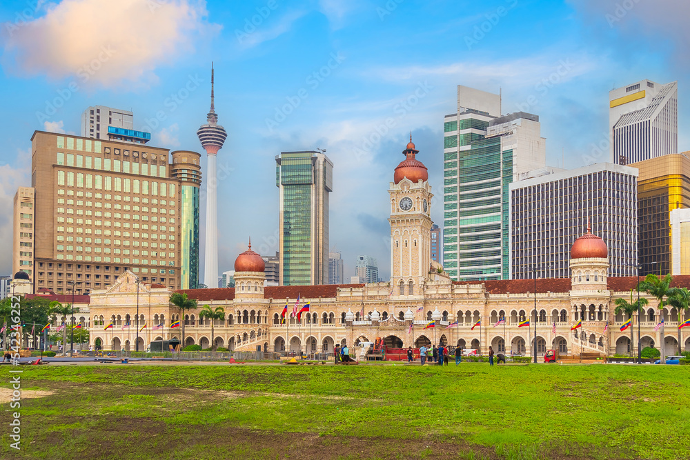 Naklejka premium Downtown Kuala Lumpur city skyline, cityscape of Malaysia