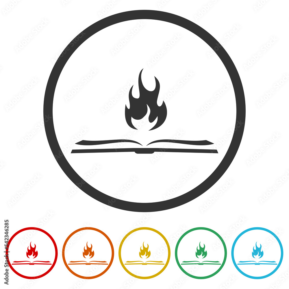 Spirit Book logo designs. Set icons in color circle buttons Spirit Book logo designs. Set icons in color circle buttons