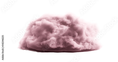 3d rendering. Realistic fluffy dense clouds on a png transparent background in pink color. Element for your creativity 