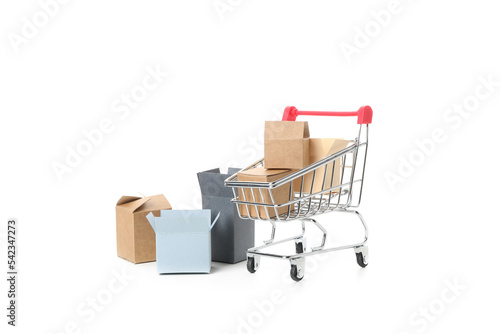 Concept of shopping, Black friday and discounts, isolated on white background