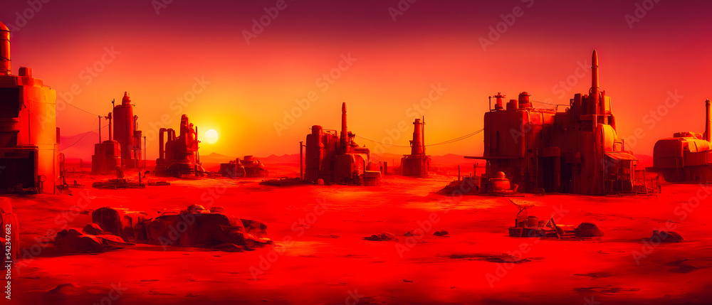 Naklejka premium Artistic concept illustration of a oil rig construction, background illustration.