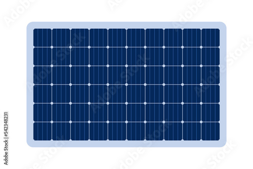 Solar panel grid module. Sun power electric battery. Solar cell pattern. Sun energy battery panel background. Alternative eco energy source. Vector illustration isolated on white background.