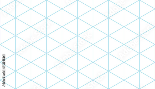 Isometric grid seamless pattern. Outline isometric template background. Hexagon and triangles line seamless texture. Vector illustration on white background.