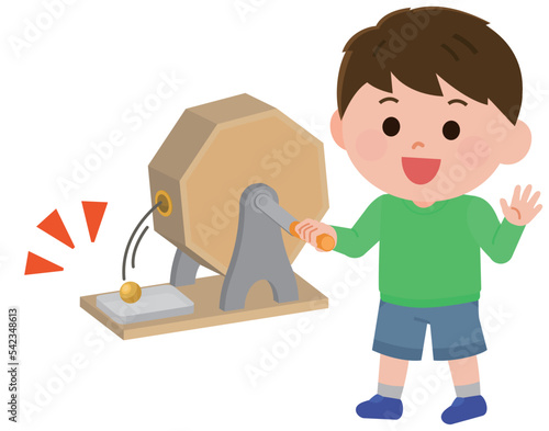 ガラガラを回す男の子　イラスト