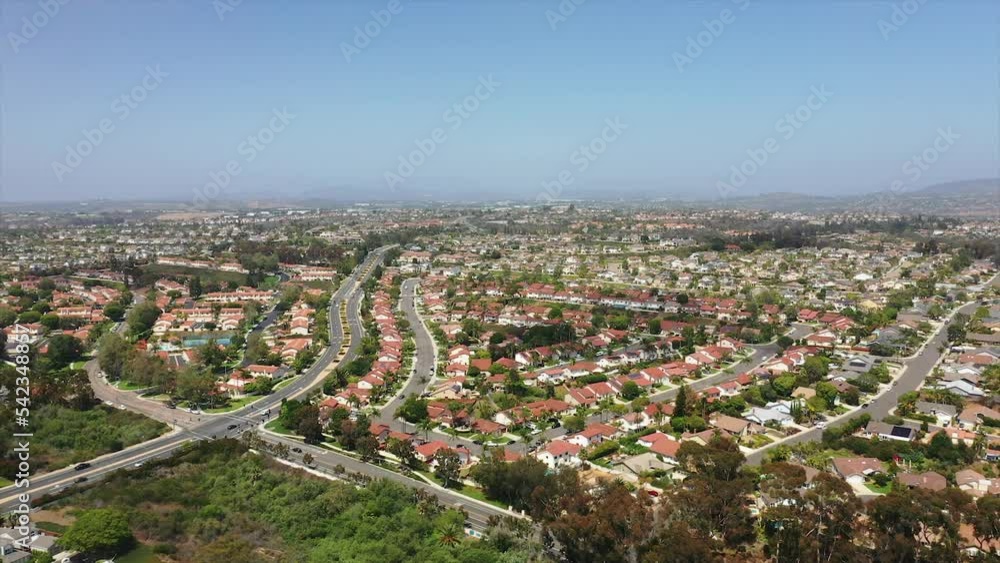 Aerial Overhead Shot of Carlsbad, California Flying Northeast Over Homes on a Clear Day Aerial Overhead Shot of Carlsbad, California Flying Northeast Over Homes on a Clear Day