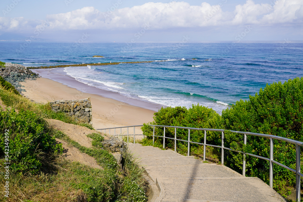 coastal staircase path access to sea beach southwest in Biarritz coast Atlantic south ocean in basque country france