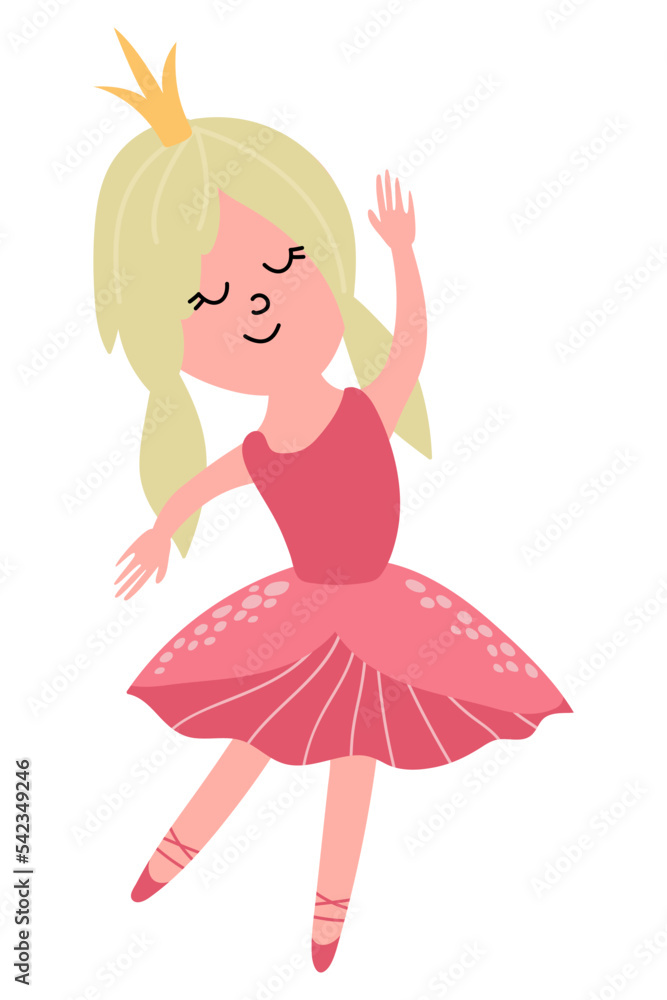 Cute hand drawn princess. Little dancer. Drawn style. White background, isolate. Vector illustration. Cute hand drawn princess. Little dancer. Drawn style. White background, isolate. Vector illustration.