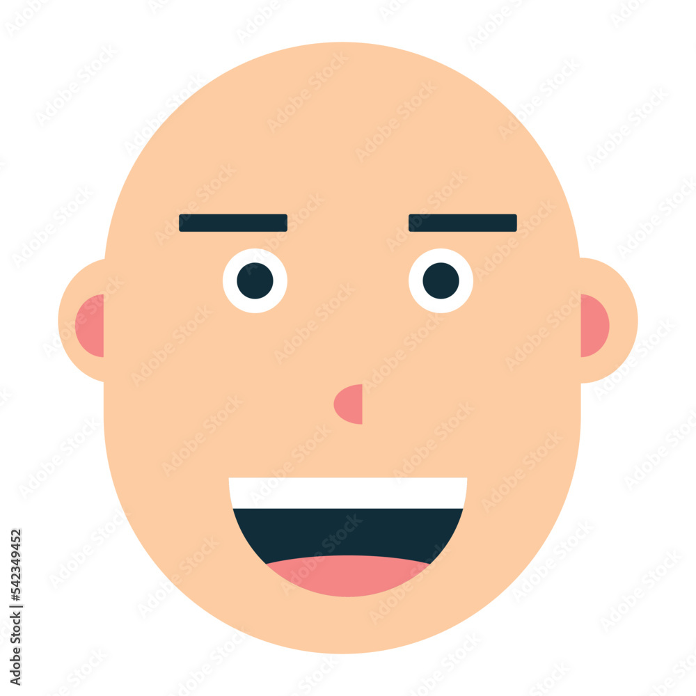 Fototapeta premium simple bald flat cartoon face avatar vector illustration