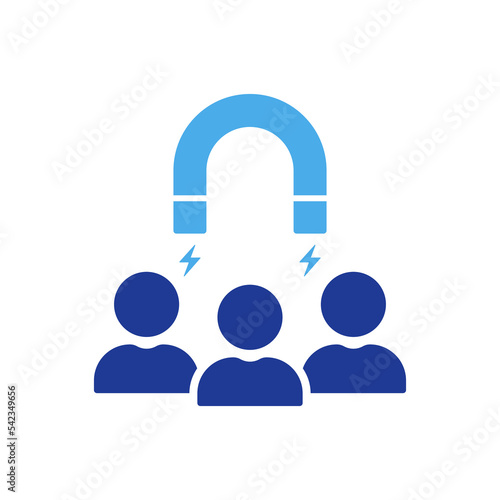 Retention Employee People in Business Company Silhouette Icon. Lead Attract User Customer Color Pictogram. Magnet Acquisition Potential Client Icon. Isolated Vector Illustration