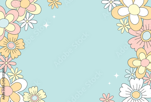 vector background with retro flowers for social media posts, banner, card design, etc.