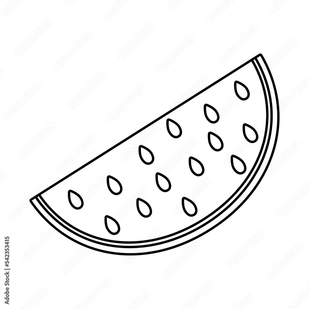 Watermelon illustration vector design with lines suitable for coloring Watermelon illustration vector design with lines suitable for coloring