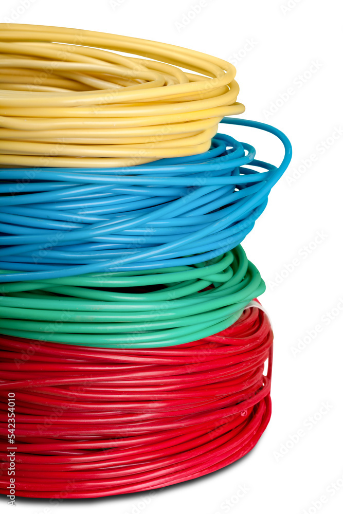 Multicolored computer cables isolated on white background Multicolored computer cables isolated on white background