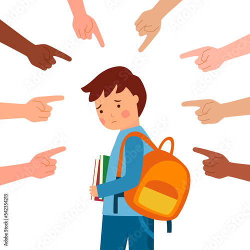 School child student bullying concept vector illustration on white background. Public blame.