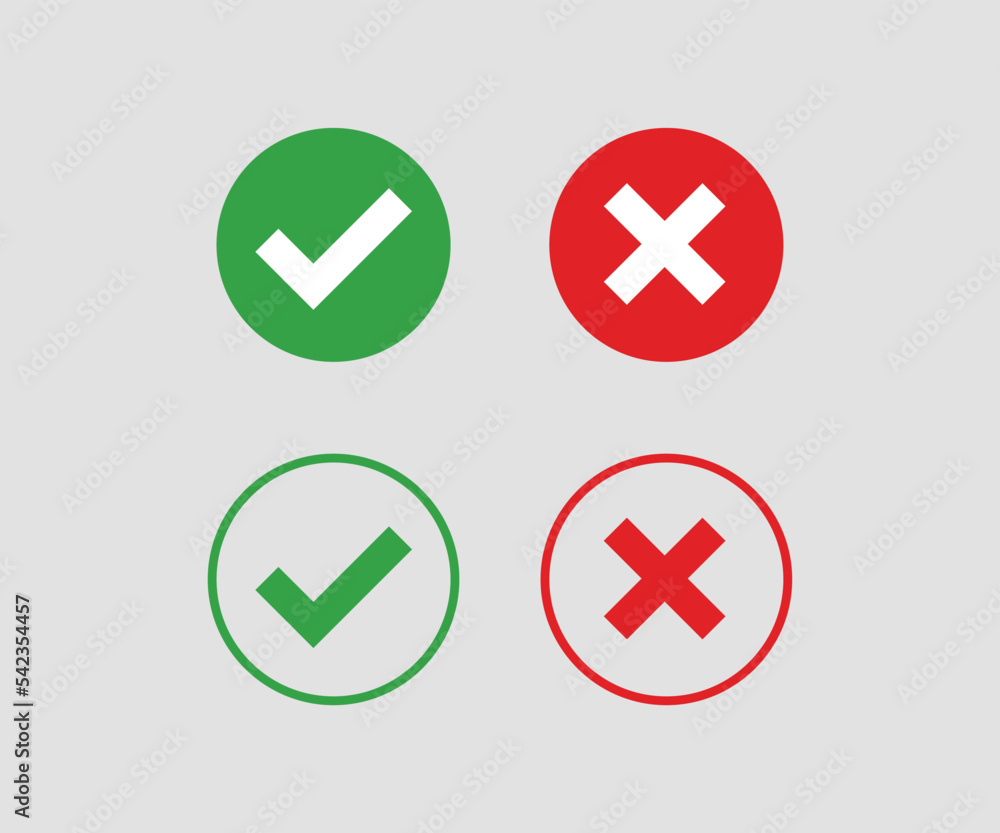 Round check and cross symbols vector Shapes design Round check and cross symbols vector Shapes design