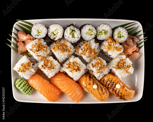 Sushi set on a white plate