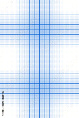 Blue grid paper texture. Checkered notebook sheet template for engineering or architecting measuring, school or college education, office work, memos, drafting, plotting