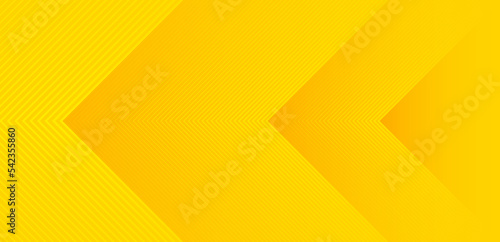 Abstract yellow gradient arrow shape overlay layer background with arrow pattern and shadow. Modern graphic element. Suit for poster, brochure, banner, business, cover, web, flyer. Vector illustration