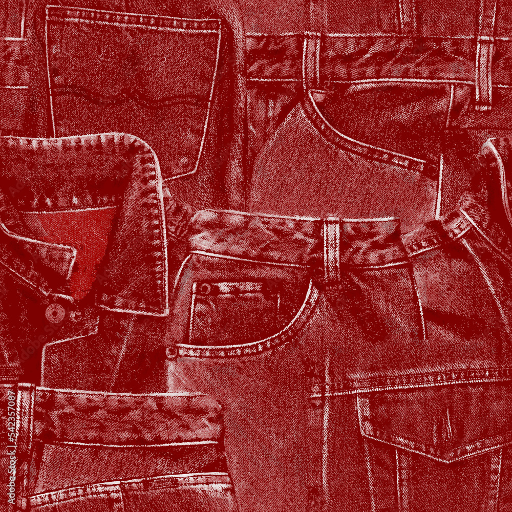 Naklejka premium Patchwork pattern of seamlessly continuous jeans,