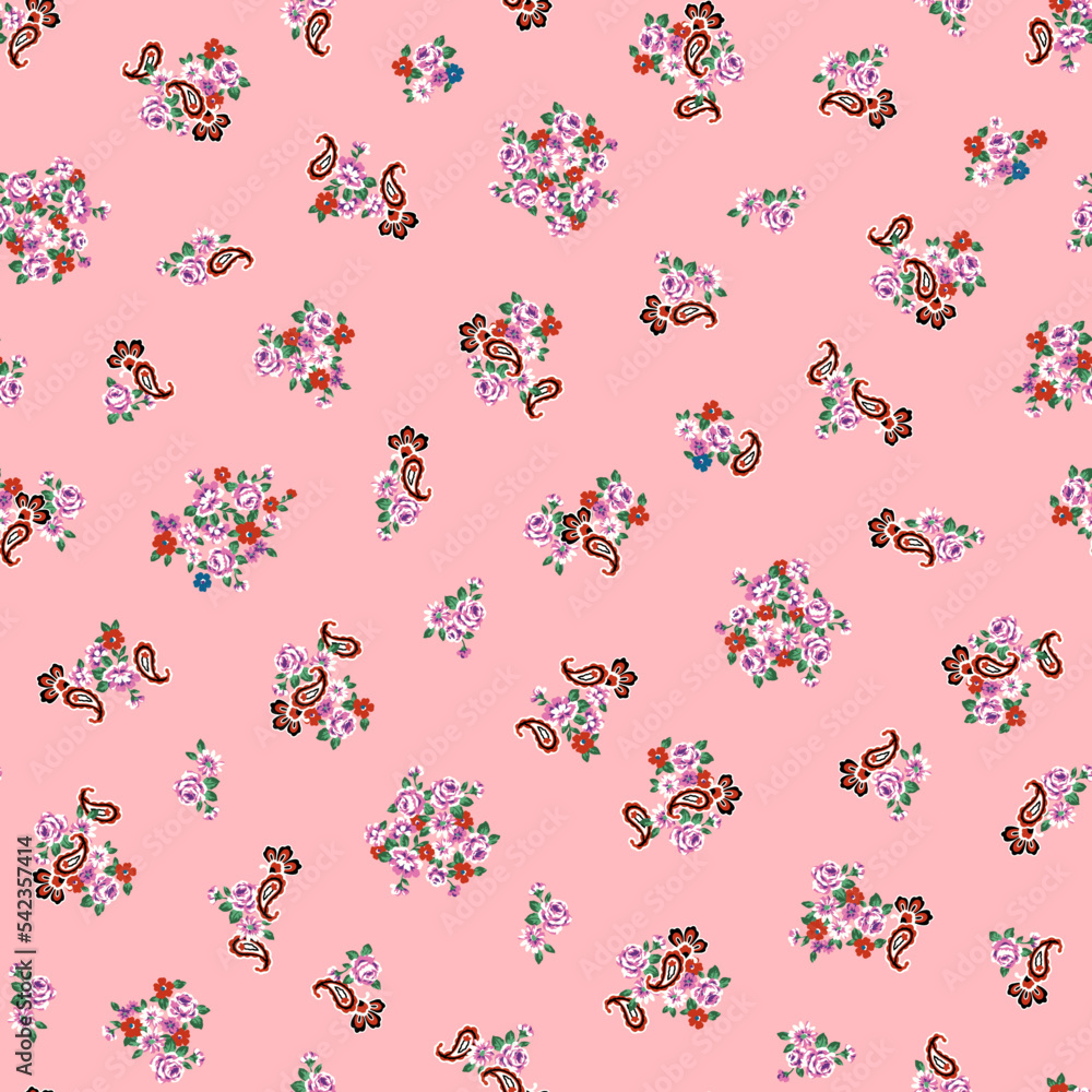 Floral and paisley seamless pattern,