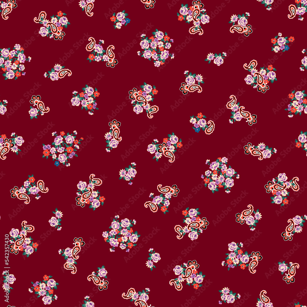 Floral and paisley seamless pattern, Floral and paisley seamless pattern,