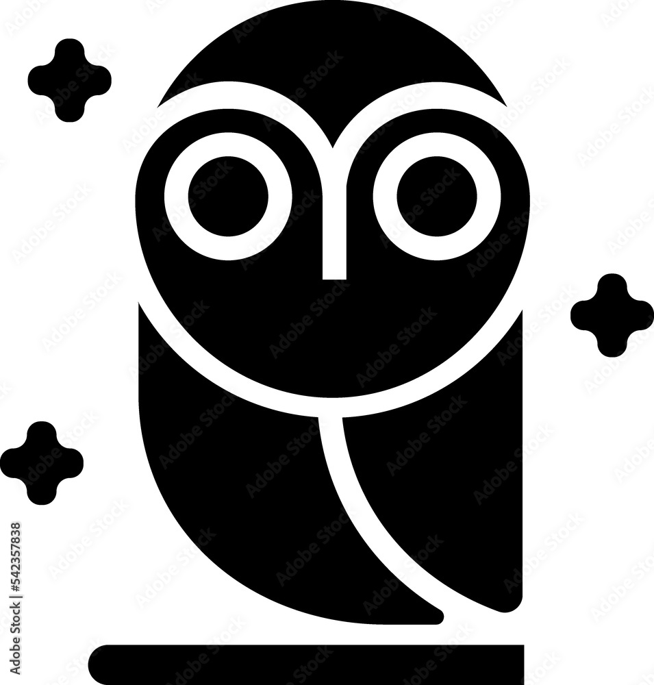 Owl wise bird cartoon linear symbol Owl wise bird cartoon linear symbol