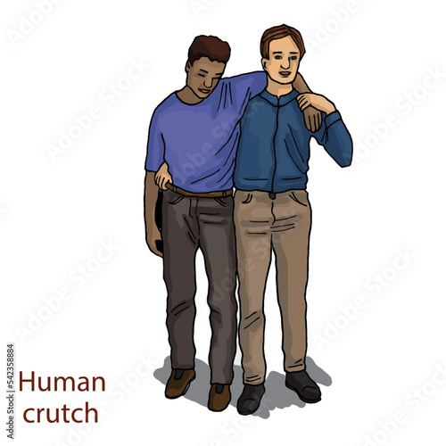 Vector illustration shows Recovery position (first aid).