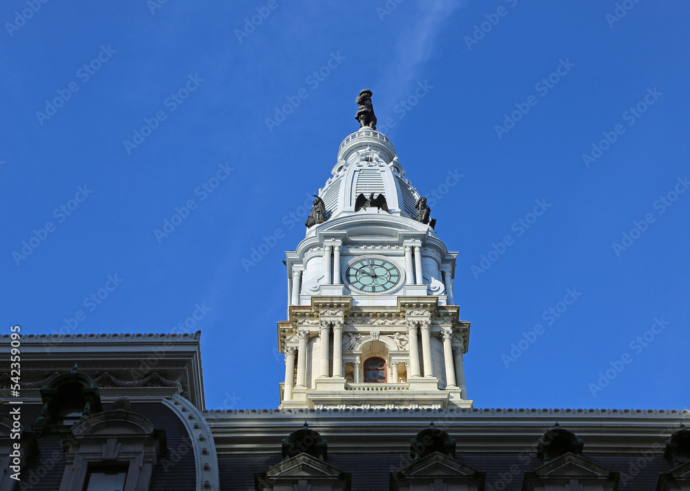 The tower on blue sky - City Hall - Philadelphia