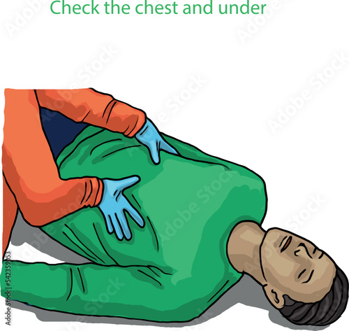 Vector illustration shows Recovery position (first aid).