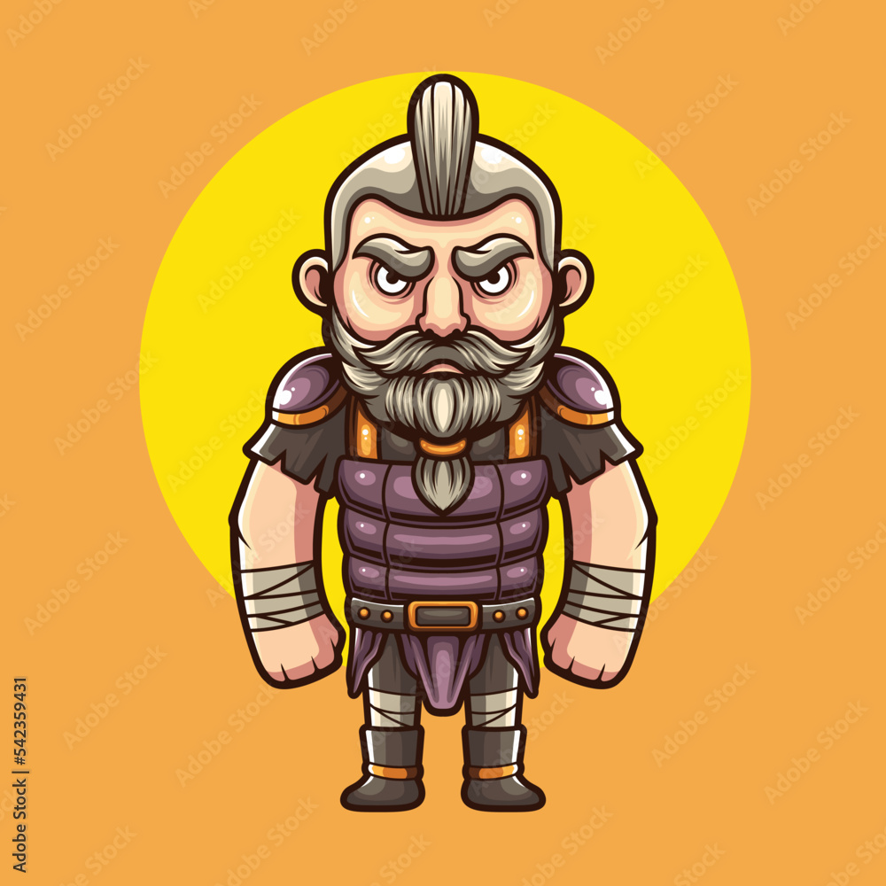 Vector illustration of viking cute mascot