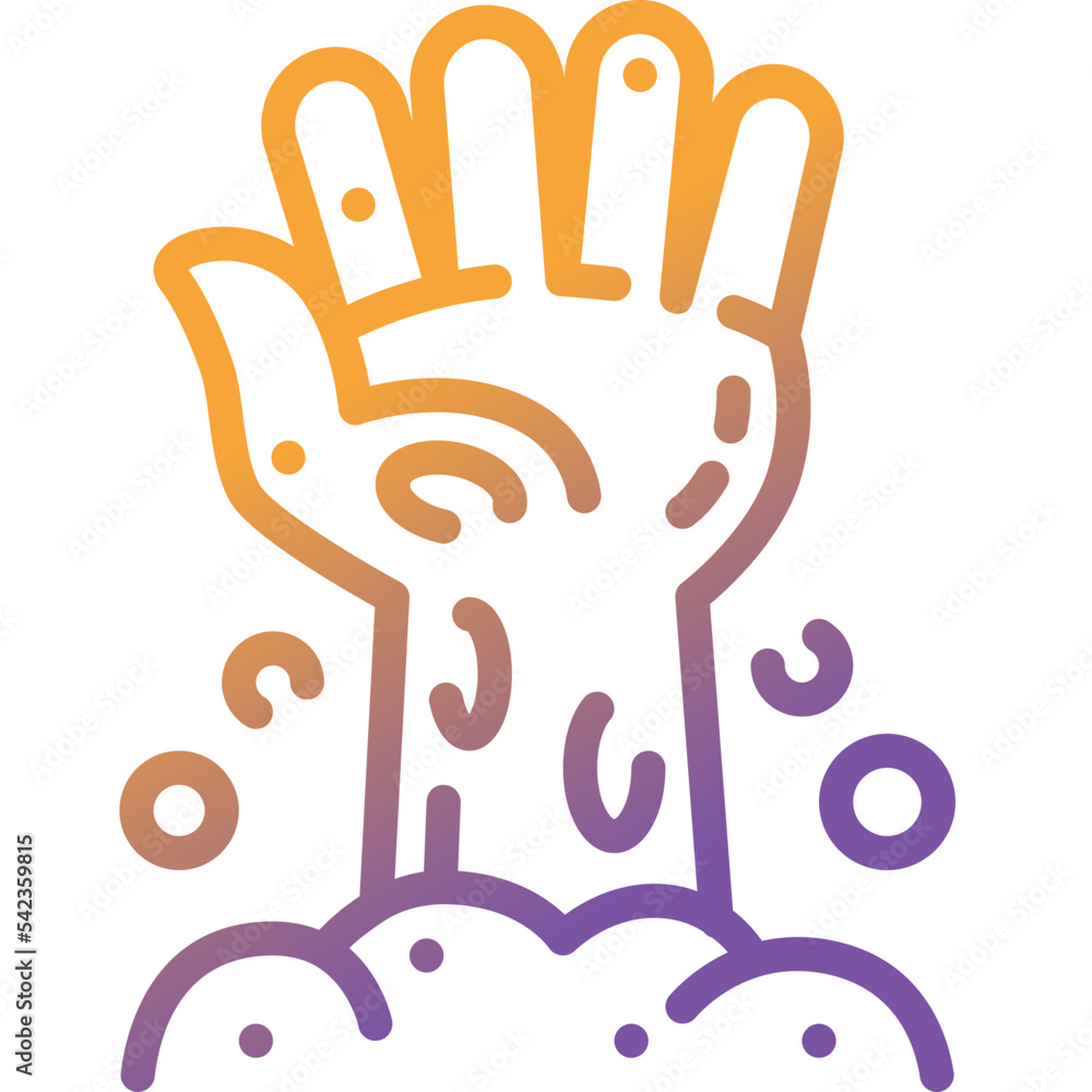 Obraz premium zombie hand gradient line icon