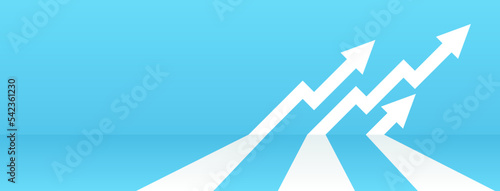 Business arrow target direction. High inflation up arrow. Finance growth, rise profit and increase investment. Business inflation chart. Financial stock growth graph. Vector