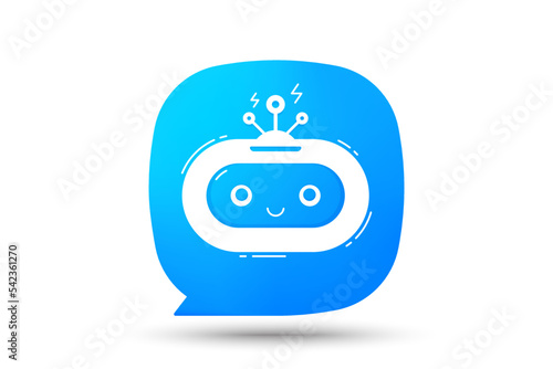 Chatbot AI icon. Robot virtual assistance for chat. Speech bubble with web bot icon. Chatbot artificial intelligence. Sms service bot, web robot for online chat communication. Vector