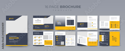 Business brochure template layout design, 16 page corporate brochure editable template layout, minimal business brochure template design.