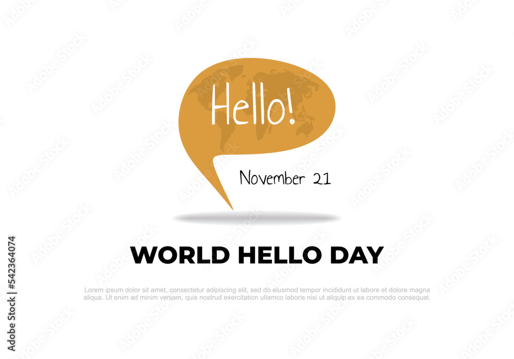 World hello day background with big note isolated on white background. World hello day background with big note isolated on white background.