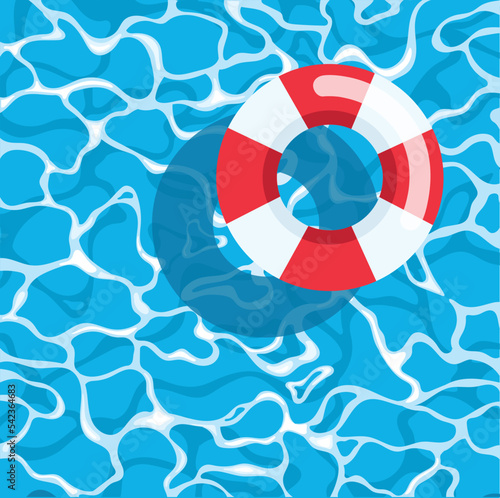 rubber ring in the swimming pool summer background vector illustration