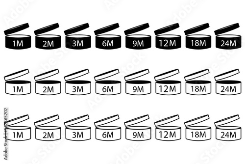 set expiration dates. Beauty product. Vector illustration. Stock picture.