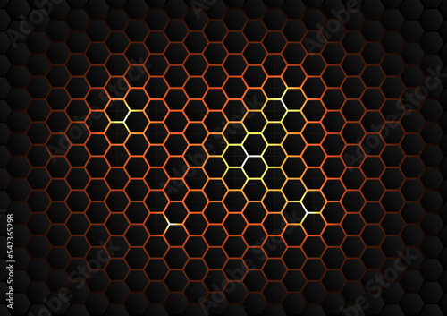 Abstract yellow bee hive hexagon background.  .