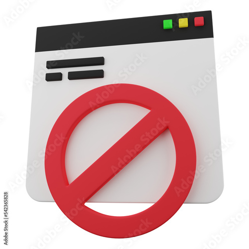 ban website 3d icon illustration