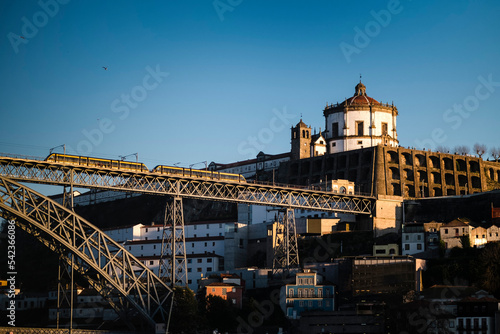View of a Dom Luis Bridge in historic district of Porto, Portugal.