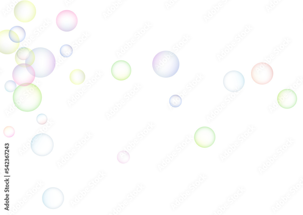 Soap bubbles randomly flew on a white background. Background design. Vector Soap bubbles randomly flew on a white background. Background design. Vector