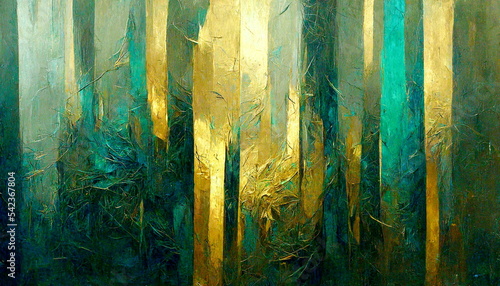 Wonderful green and gold abstract surface background for wallpaper Wallpaper design for prints, banners, fabric, posters, covers, digital art vector illustration. Digital art 3D rendering.