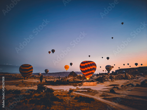 hot air balloon at sunrise in cappadocia
