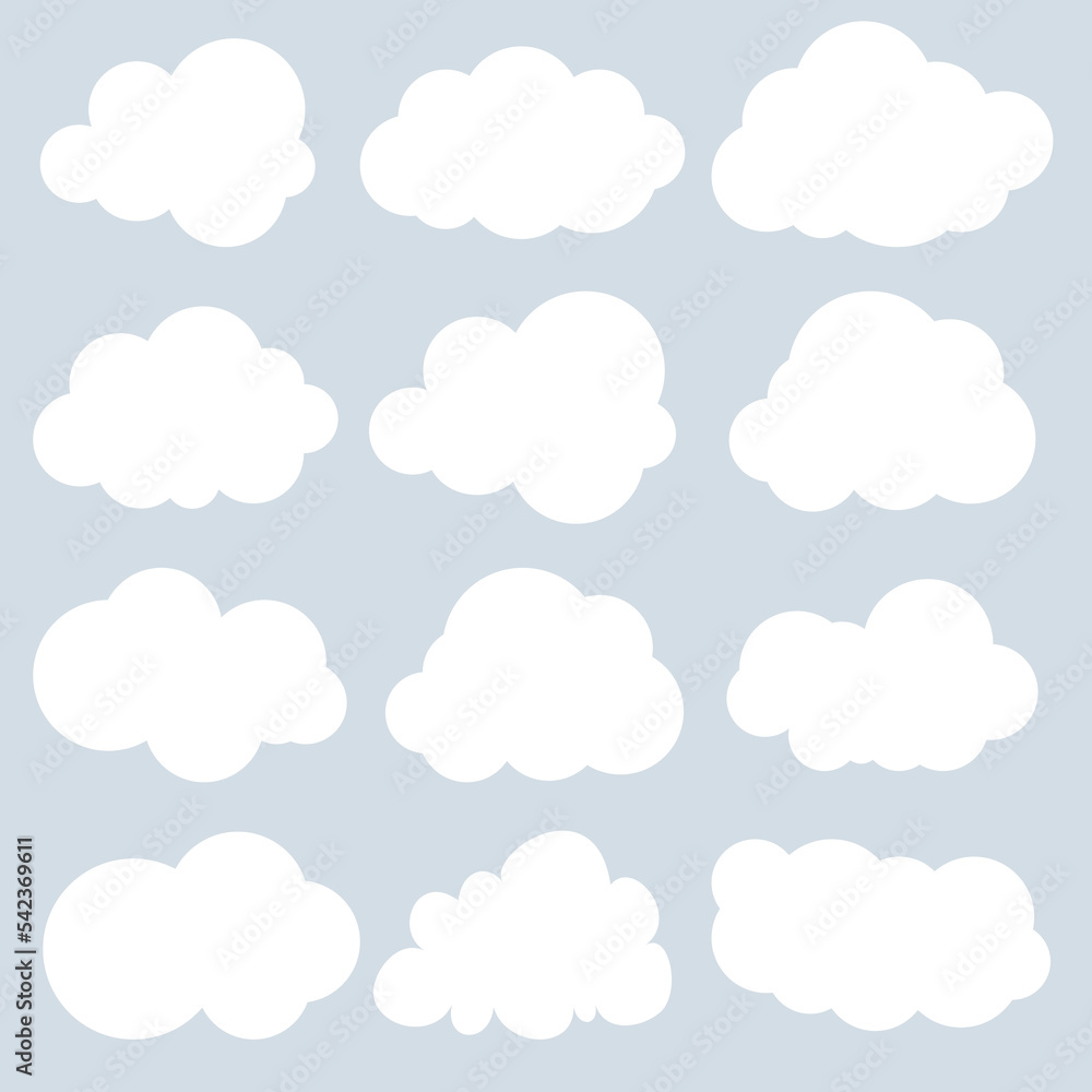 Set of Cloud Icons in trendy flat style isolated on background. Vector illustration